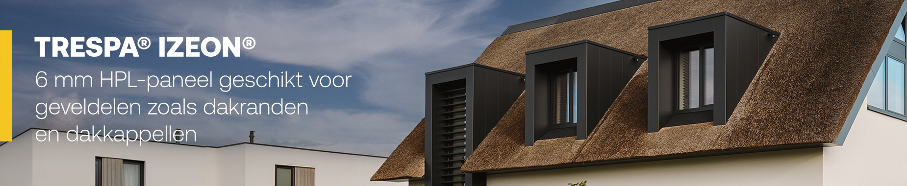TRESPA® IZEON®  6 mm HPL-paneel geschikt voor geveldelen zoals dakranden en dakkappellen