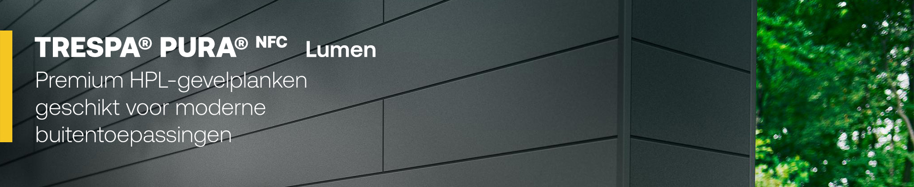 TRESPA® PURA® NFC Lumen Premium HPL-gevelplanken geschikt voor moderne buitentoepassingen